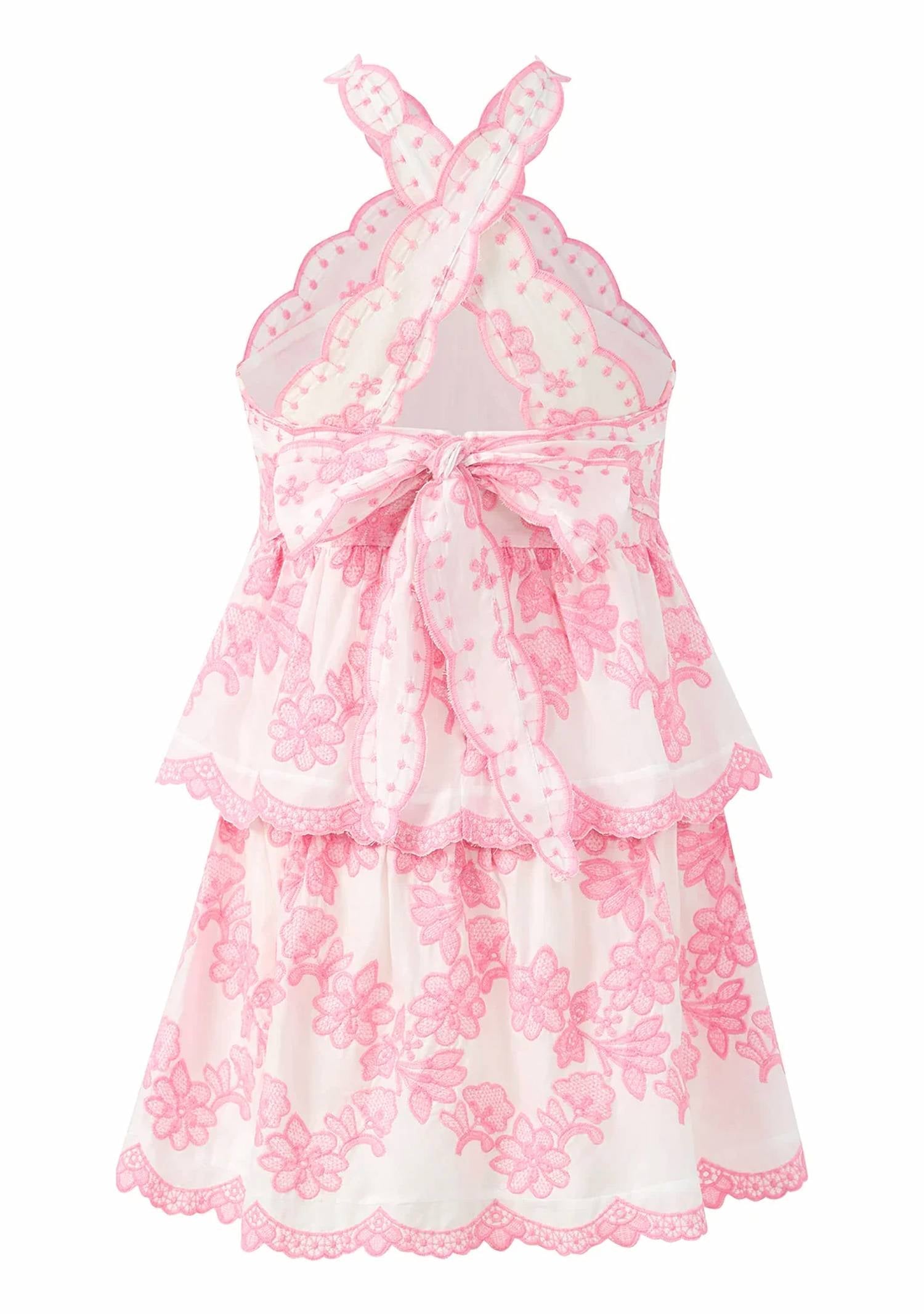 Marlo - Kid's Josie Embroidered Halter Neck Mini Dress