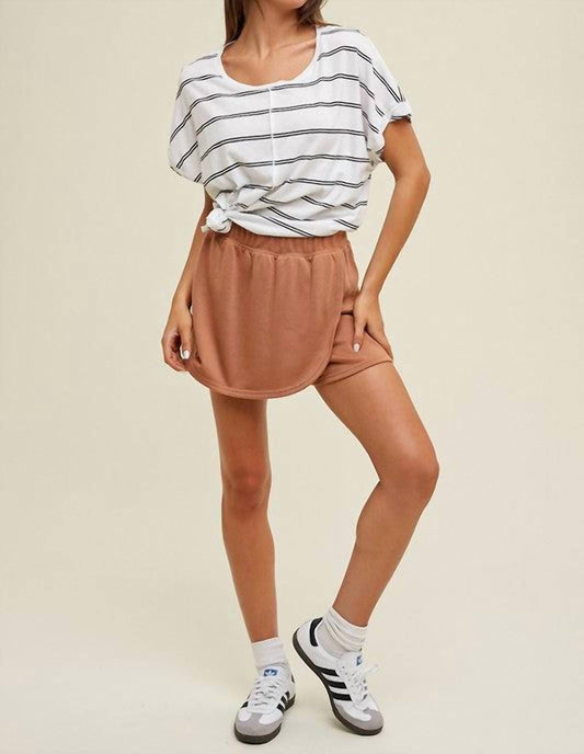 Wishlist - Striped With Twist Cuff Detail Cotton Knit Top