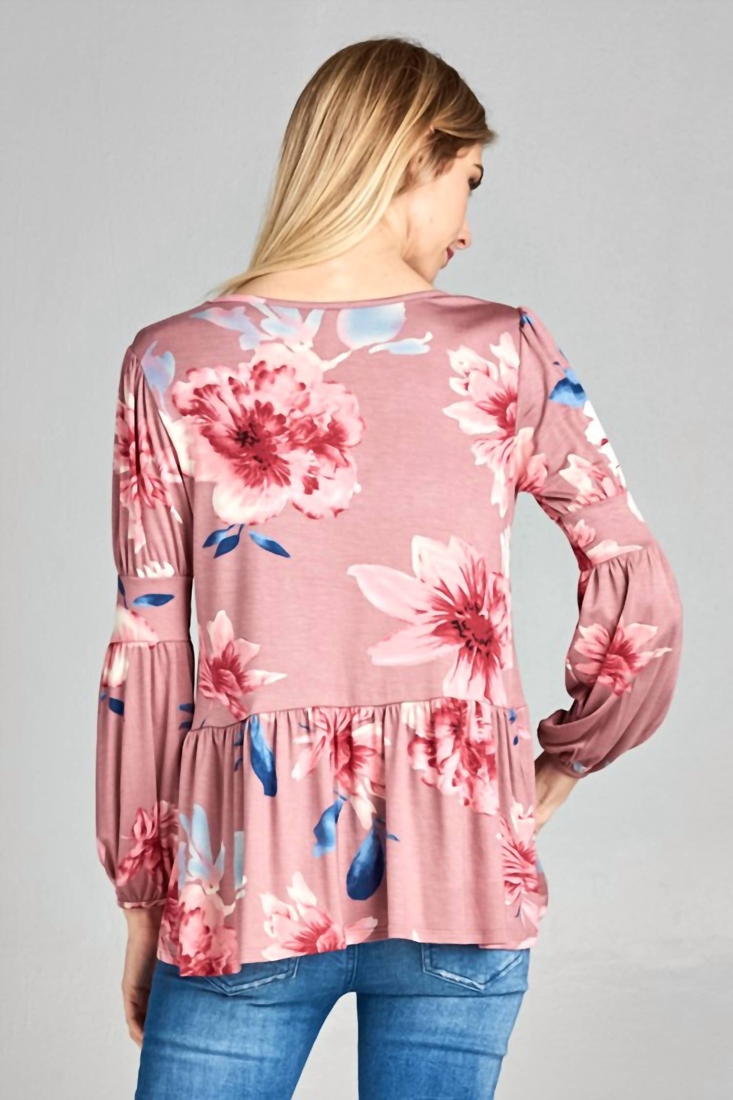 Tea N Rose - Floral Print Baby Doll Blouse