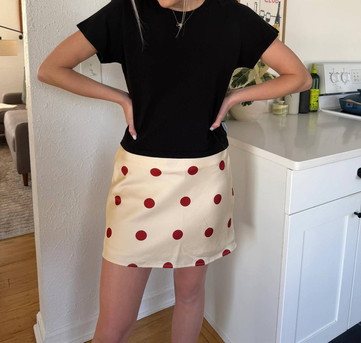 Bailey Rose - Fallon Polka Dot Satin Mini Skirt