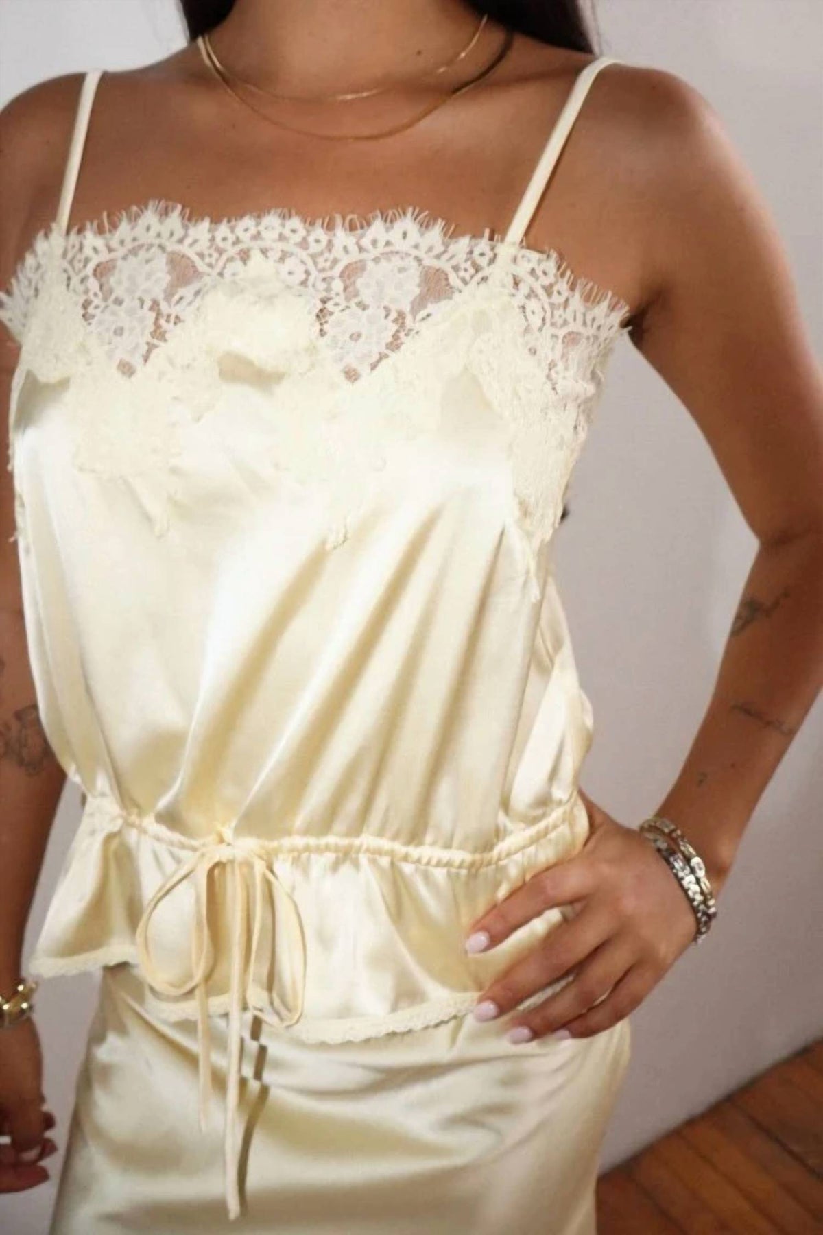 Bailey Rose - Lace Trim Satin Cami Top