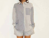 Bailey Rose - Stripe And Gingham Button-down Shirt