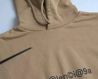 Balenciaga - Men's Cotton Symbolic Molleton Bouclette Hooded Sweater - brown - clothing - cotton