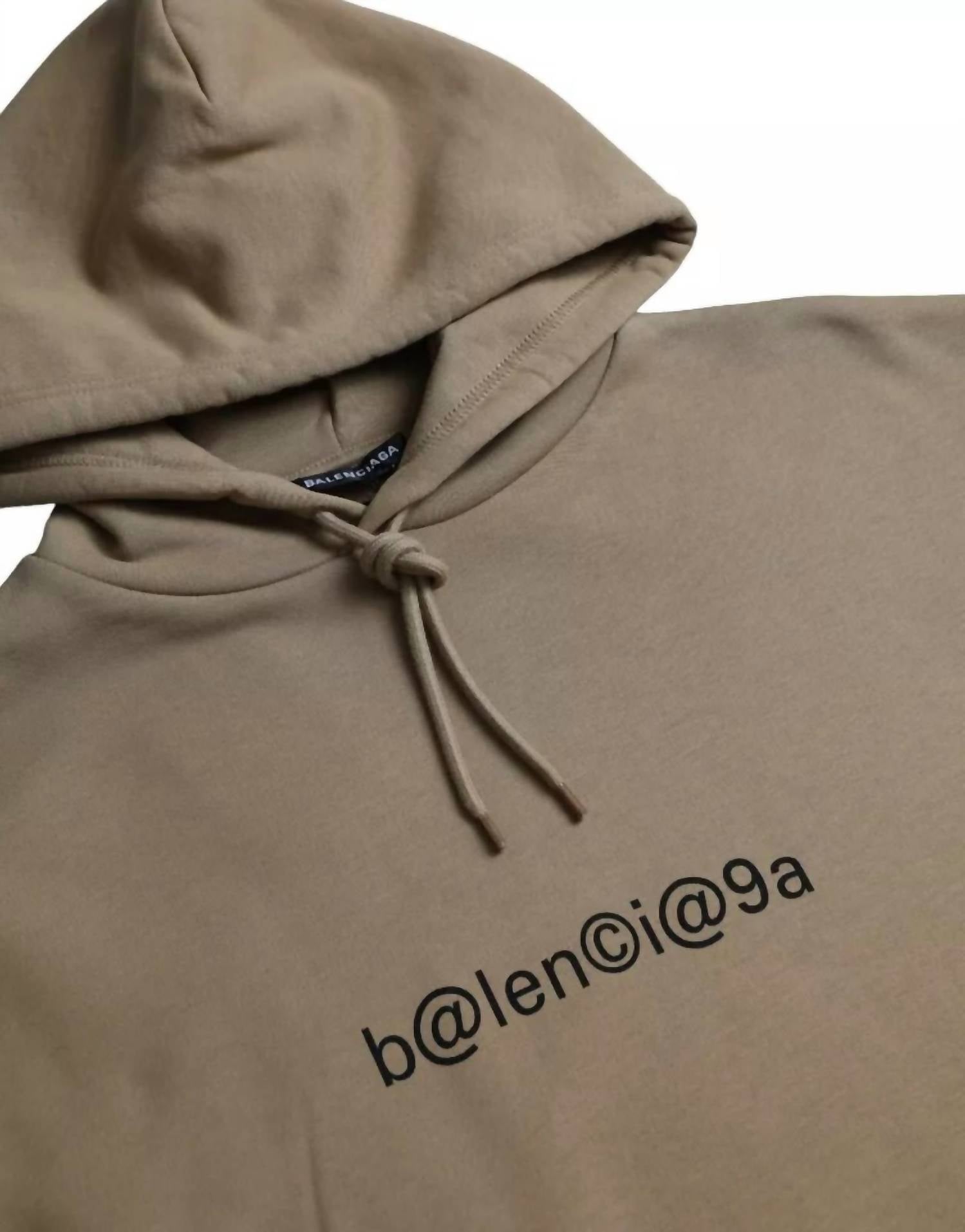 Balenciaga - Men's Cotton Symbolic Molleton Bouclette Hooded Sweater - brown - clothing - cotton