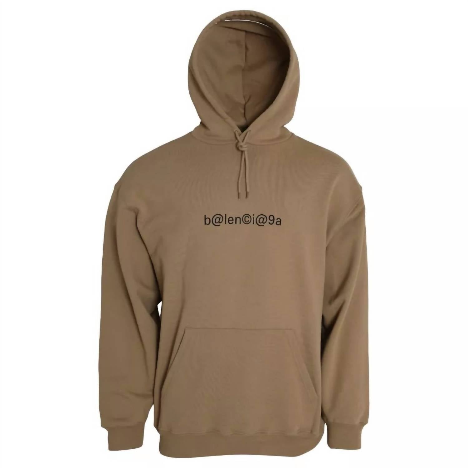 Balenciaga - Men's Cotton Symbolic Molleton Bouclette Hooded Sweater - brown - clothing - cotton