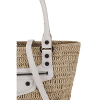 Balenciaga - Women's Le City Small Straw Shoulder Bag - bags - beige - handbags