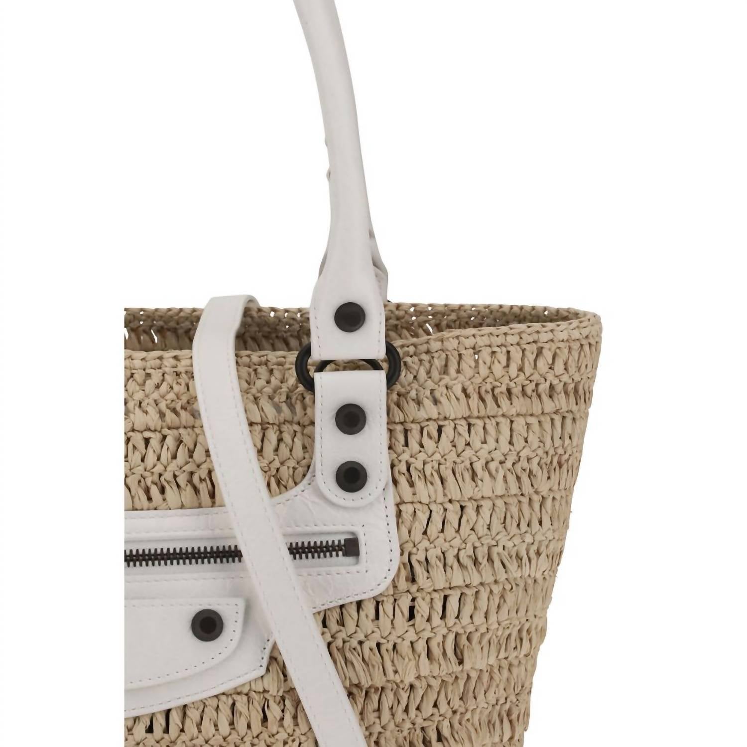 Balenciaga - Women's Le City Small Straw Shoulder Bag - bags - beige - handbags