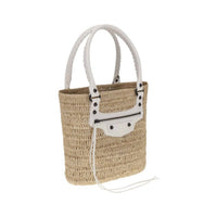 Balenciaga - Women's Le City Small Straw Shoulder Bag - bags - beige - handbags