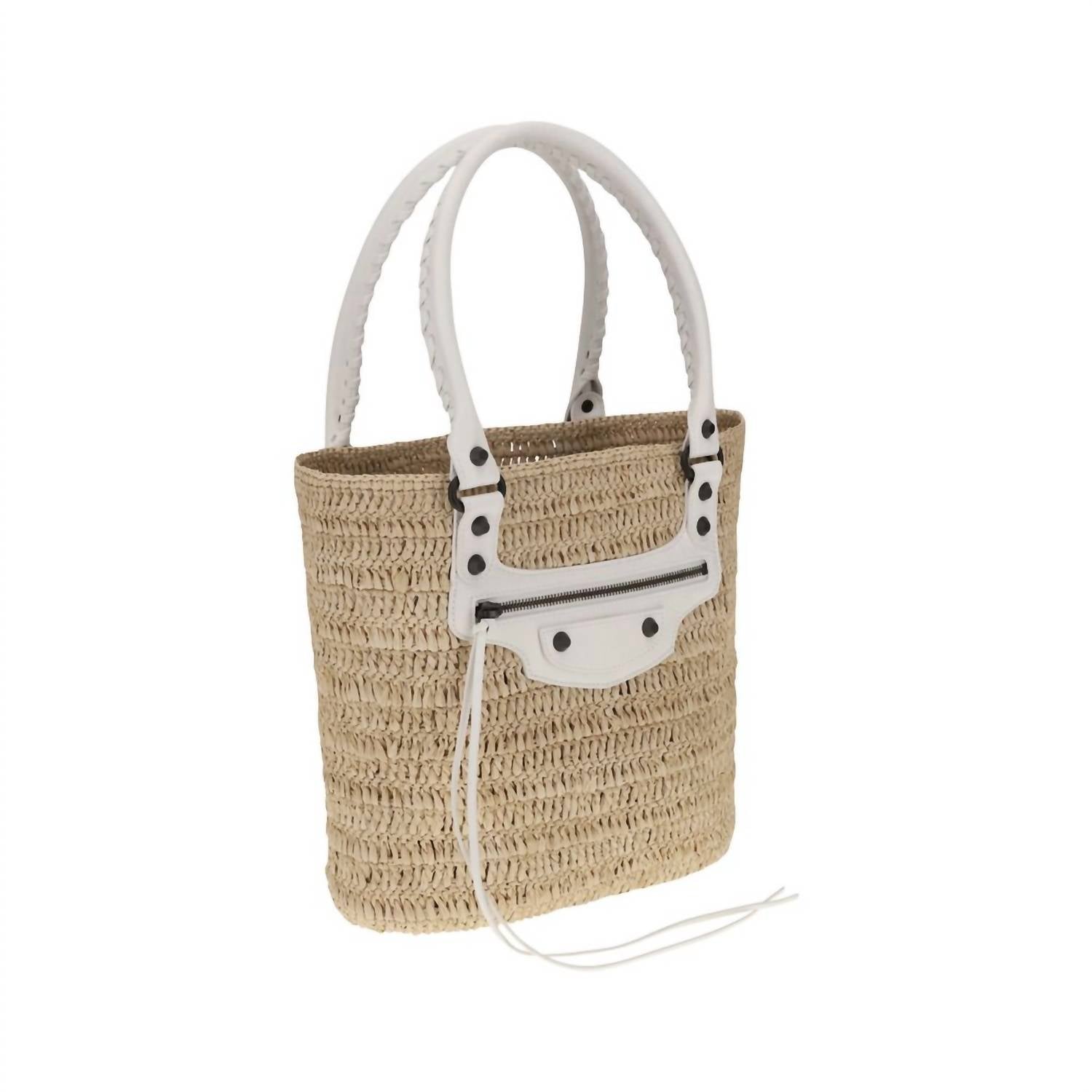 Balenciaga - Women's Le City Small Straw Shoulder Bag - bags - beige - handbags