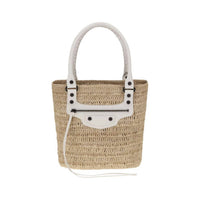 Balenciaga - Women's Le City Small Straw Shoulder Bag - bags - beige - handbags