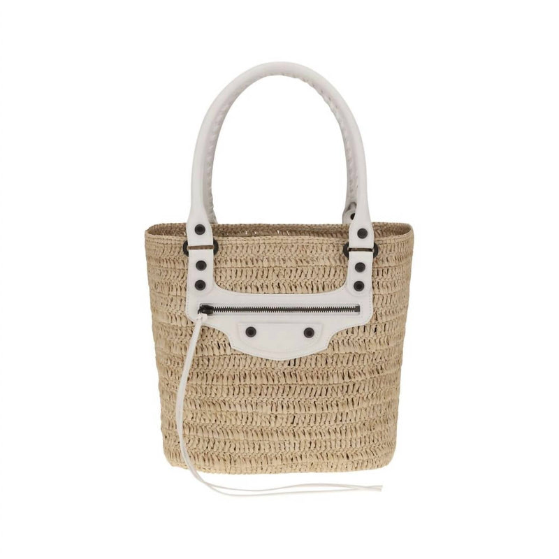 Balenciaga - Women's Le City Small Straw Shoulder Bag - bags - beige - handbags