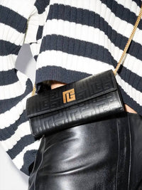 Balmain - Women's Monogram-embossed Shoulder Bag