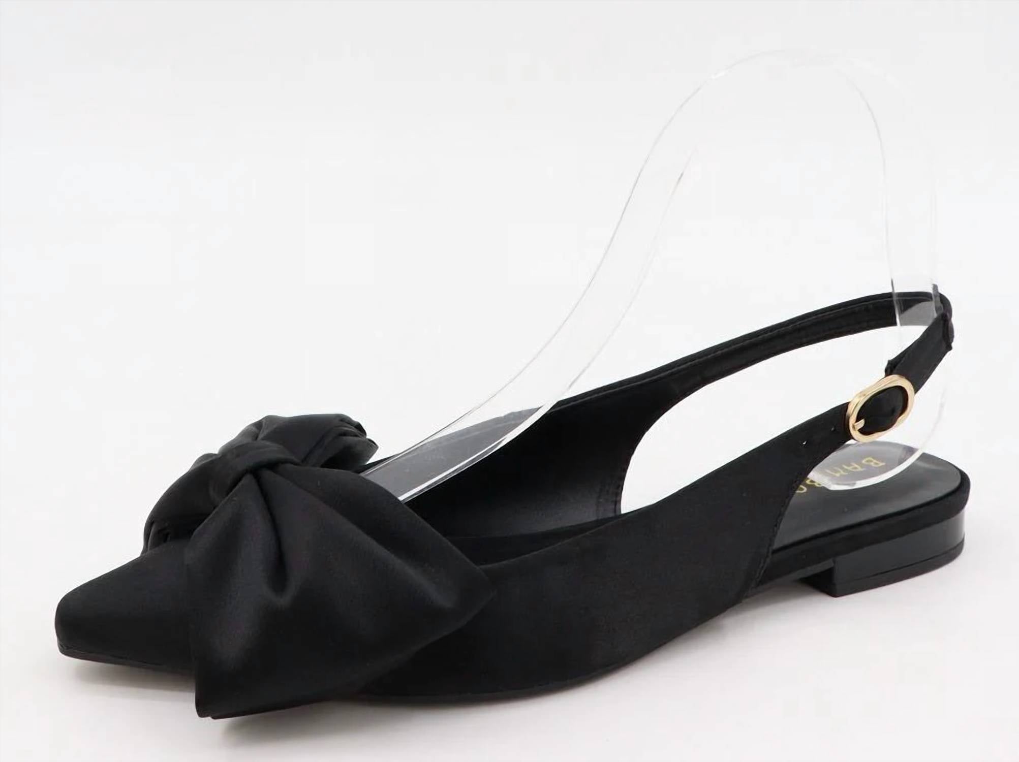 Bamboo - Women's Bow Flat Shoes - black - flats - loafers