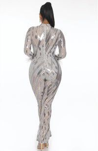 Banjul - LONG SLEEVE SEQUIN JUMPSUIT