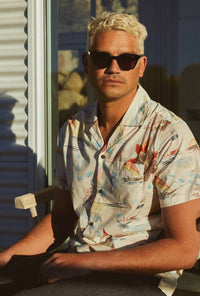 Banks Journal - Men's Rainbow Short Sleeve Shirt - beige - casual - button - down - shirts - clothing