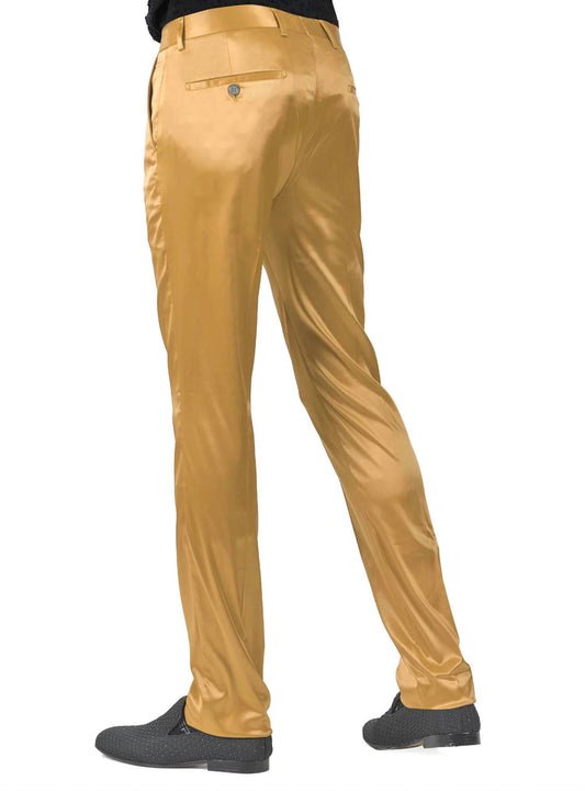 Barabas - Slim Satin Dress Pant - clothing - gold - men