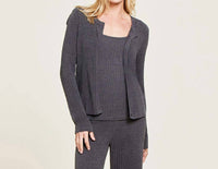 Barefoot Dreams - Cozy Chic Ribbed Button Cardigan - black - cardigans - clothing