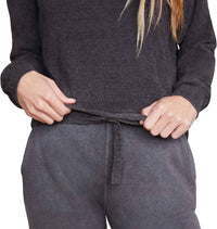 Barefoot Dreams - Ultra Soft Long Sleeve Pullover - black - clothing - crew