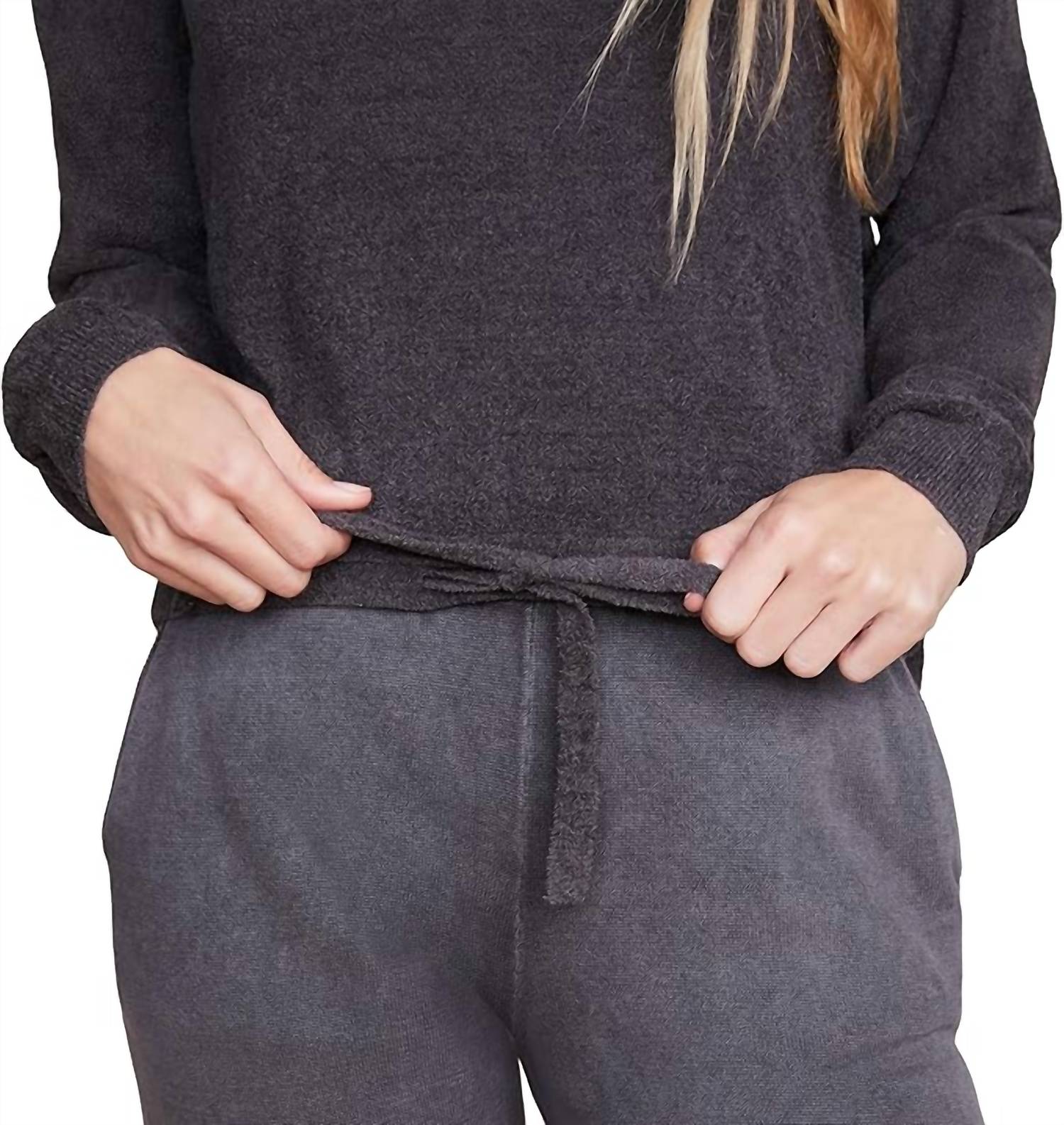 Barefoot Dreams - Ultra Soft Long Sleeve Pullover - black - clothing - crew