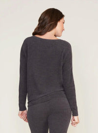 Barefoot Dreams - Ultra Soft Long Sleeve Pullover - black - clothing - crew