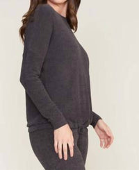 Barefoot Dreams - Ultra Soft Long Sleeve Pullover - black - clothing - crew