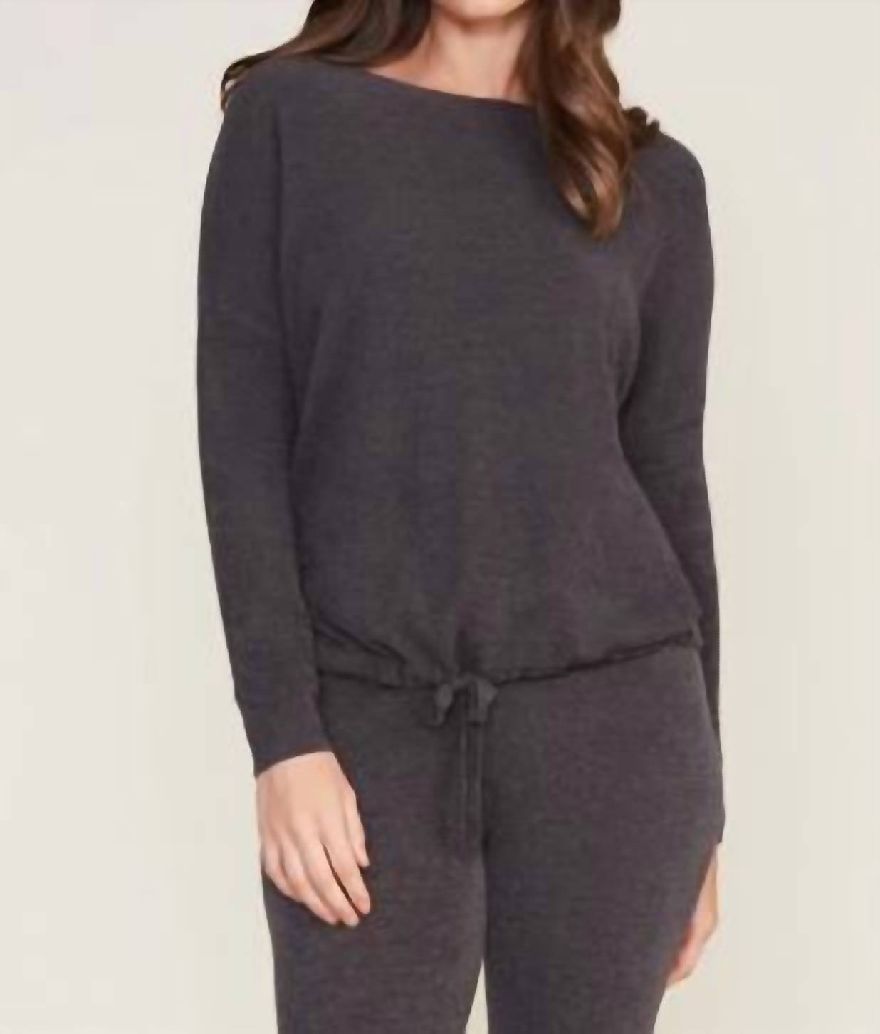 Barefoot Dreams - Ultra Soft Long Sleeve Pullover - black - clothing - crew