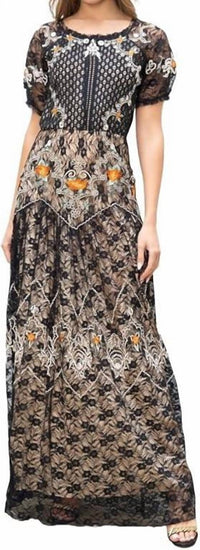 Barok Paris - Lace Embroidered Long Dress - black - clothing - dresses