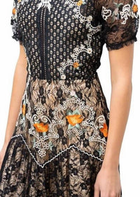 Barok Paris - Lace Embroidered Long Dress - black - clothing - dresses