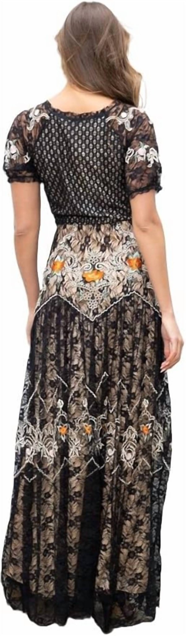Barok Paris - Lace Embroidered Long Dress - black - clothing - dresses