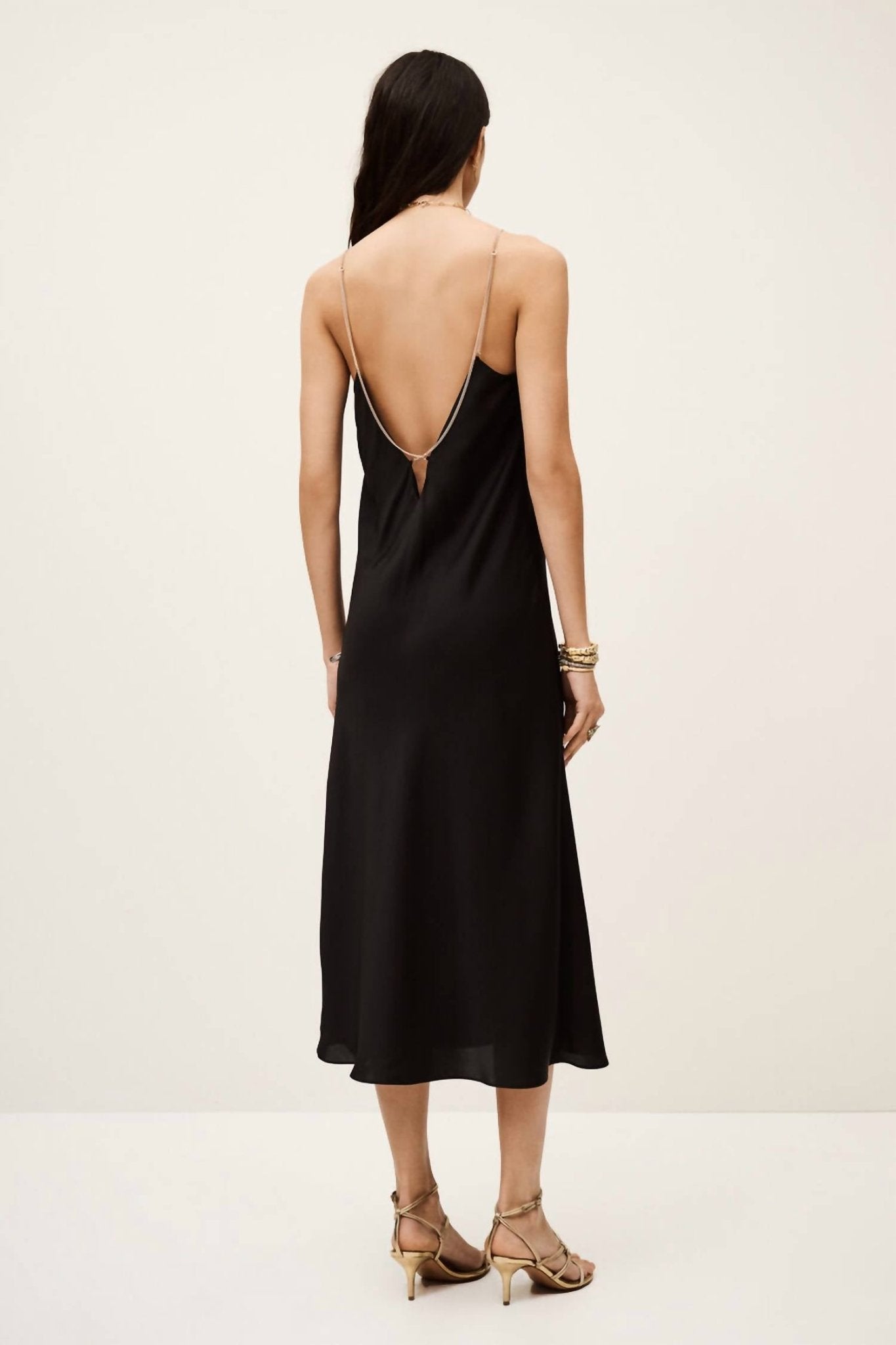 Ba&Sh - Chiara V - neck Midi Dress - black - clothing - dresses