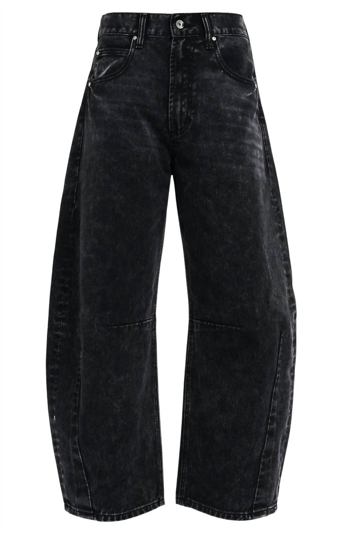 Bayeas - Darted Super High Waist Barrel Jeans