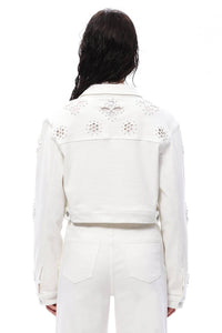Bayeas - Pear Eyelet Long Sleeve Denim Jacket