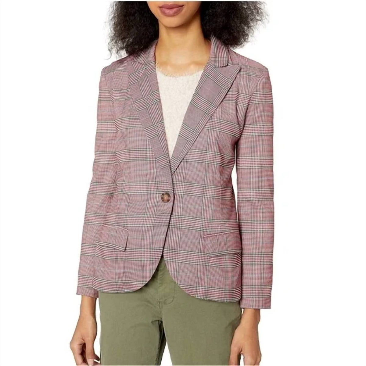 Bb Dakota - Just Checking In Rouge Plaid Blazer