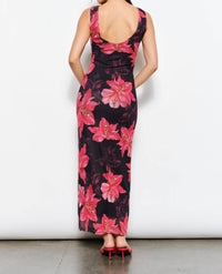 Pretty Garbage - Lanai Hibiscus Open Back Mesh Maxi Dress