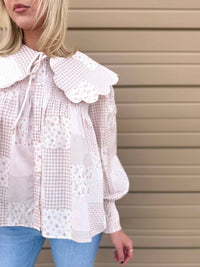 Aureum - Felicity Scallop Collar Tile Print Blouse