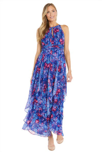 R&M Richards - Long Floral Print Chiffon Daytime Dress