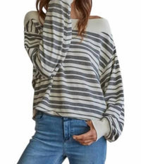 By Together - Striped Off Shoulder Sweater