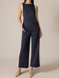 P.CILL Cara Contrast Border Top in navy - women's blouse