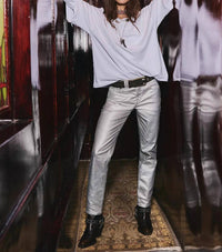 Free People - Oracle Metallic Low Rise Slim Straight Jeans