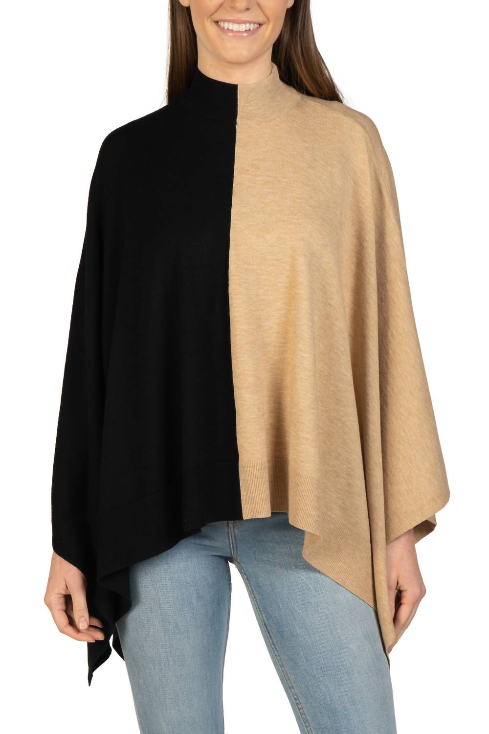 Love Token - Two-toned Mock Neck Poncho