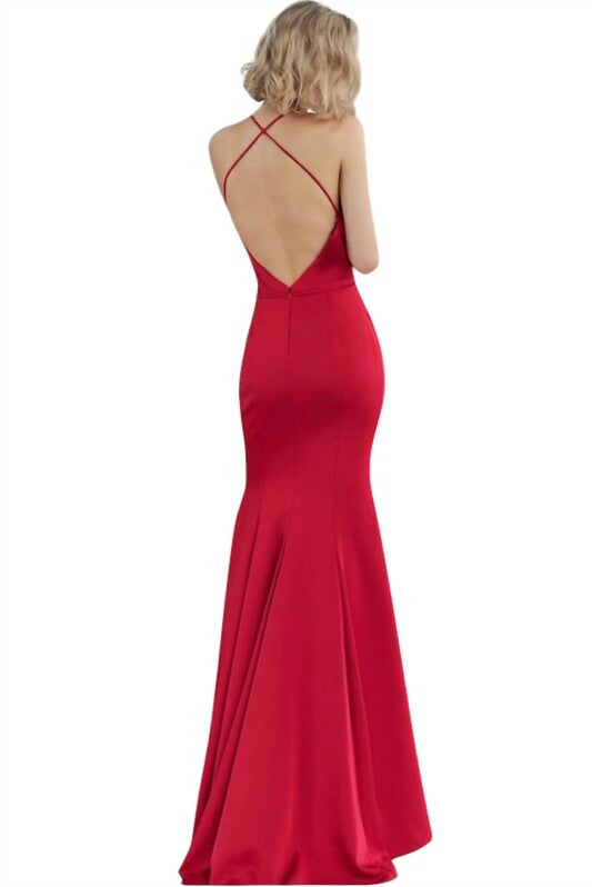 Jvn - Plunging Neck Open Back Fitted Dress