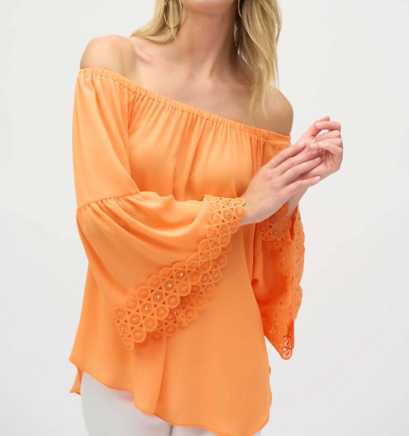 Joseph Ribkoff - Off Shoulder Flared Embroidered Top