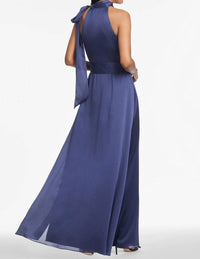 SACHIN & BABI Kayla Tie Neck Gown in deep cobalt - women's dress - detail view