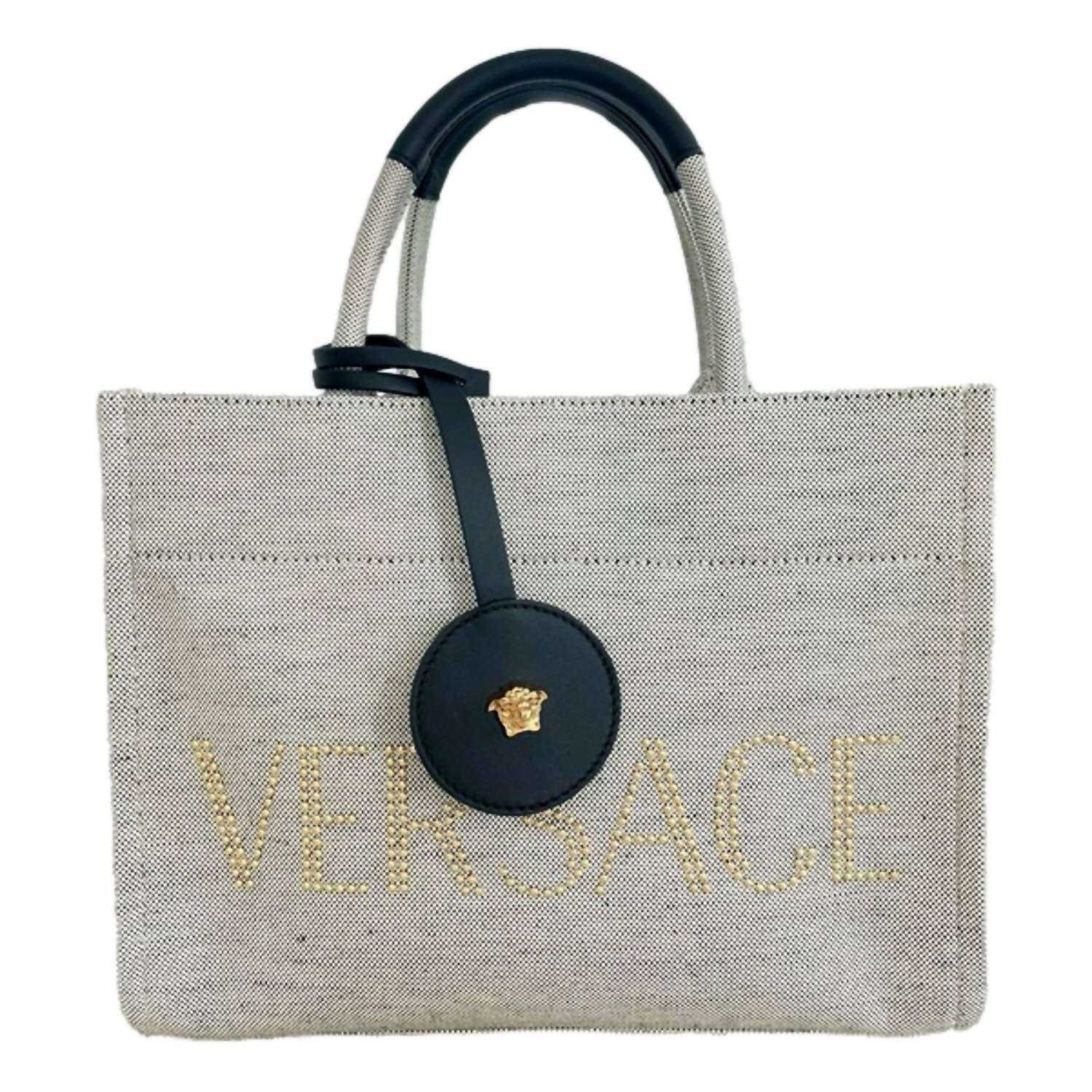 Versace - Women's Canvas Studded Logo Mini Tote Bag