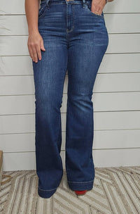 Judy Blue - Women's High Waist Wide Trouser Hem Flare Jean