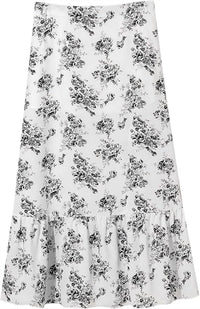 Rosa Clothing Ruffle High Silt Maxi Skirt in black floral - women's skirt - view 4