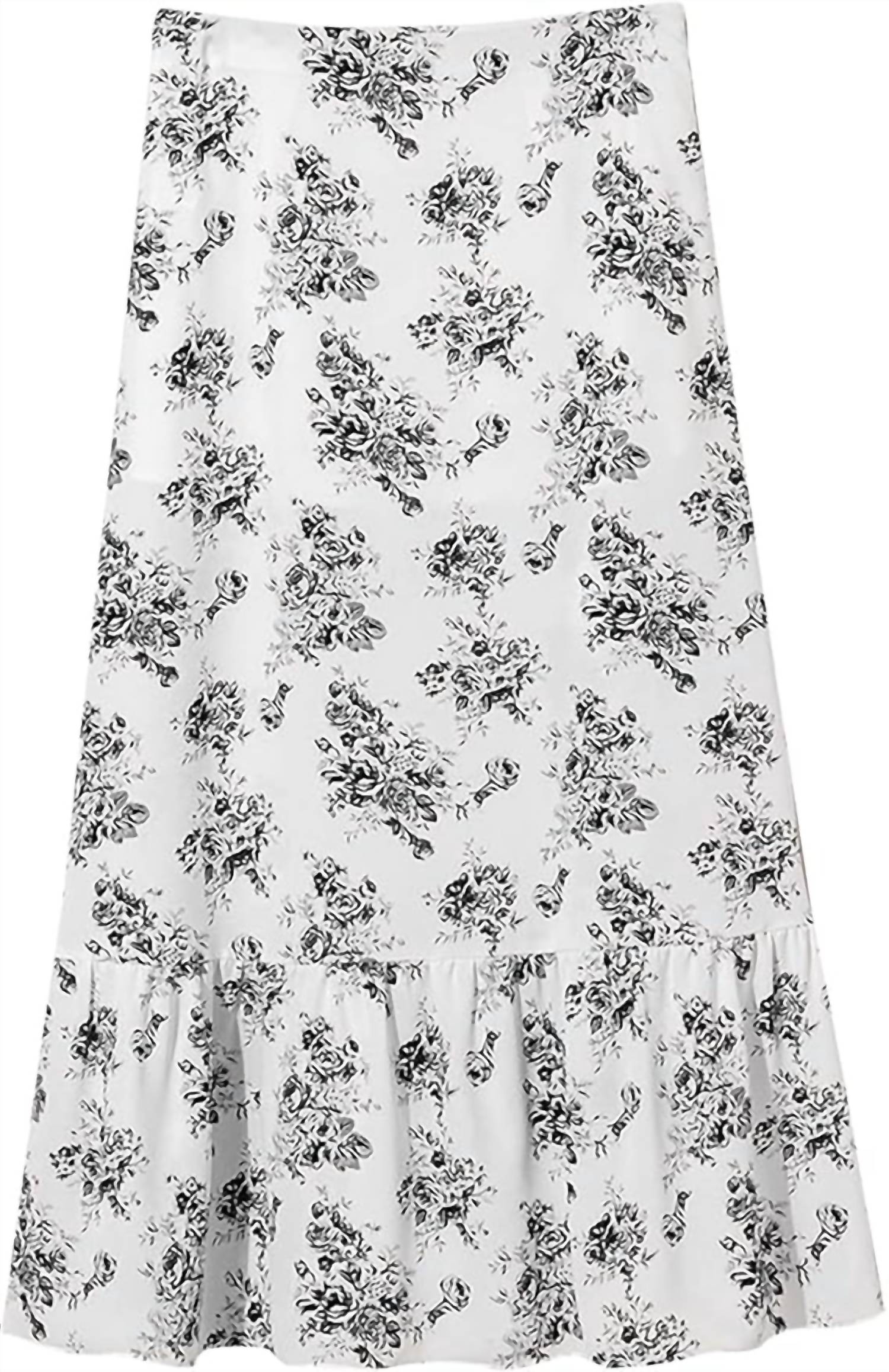 Rosa Clothing Ruffle High Silt Maxi Skirt in black floral - women's skirt - view 4