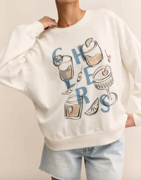 Z Supply Cheers Sunday Long Sleeve Sweatshirt in sea salt - women's top