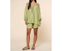 Lalavon - Beaded Detail Top & Shorts Set