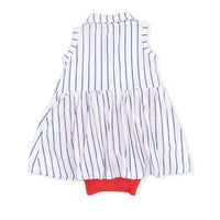 Angel Dear - Girls Baseball Stripe Bamboo Polo Bodysuit Dress